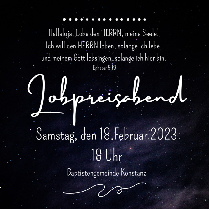 Invitation (in german) to worship night on 18th of February at 6pm